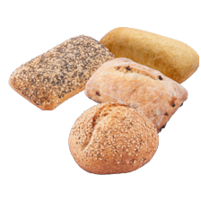 Kampioentje, mini ciabatta, vruchtenbroodje rozijn of volkorenbol